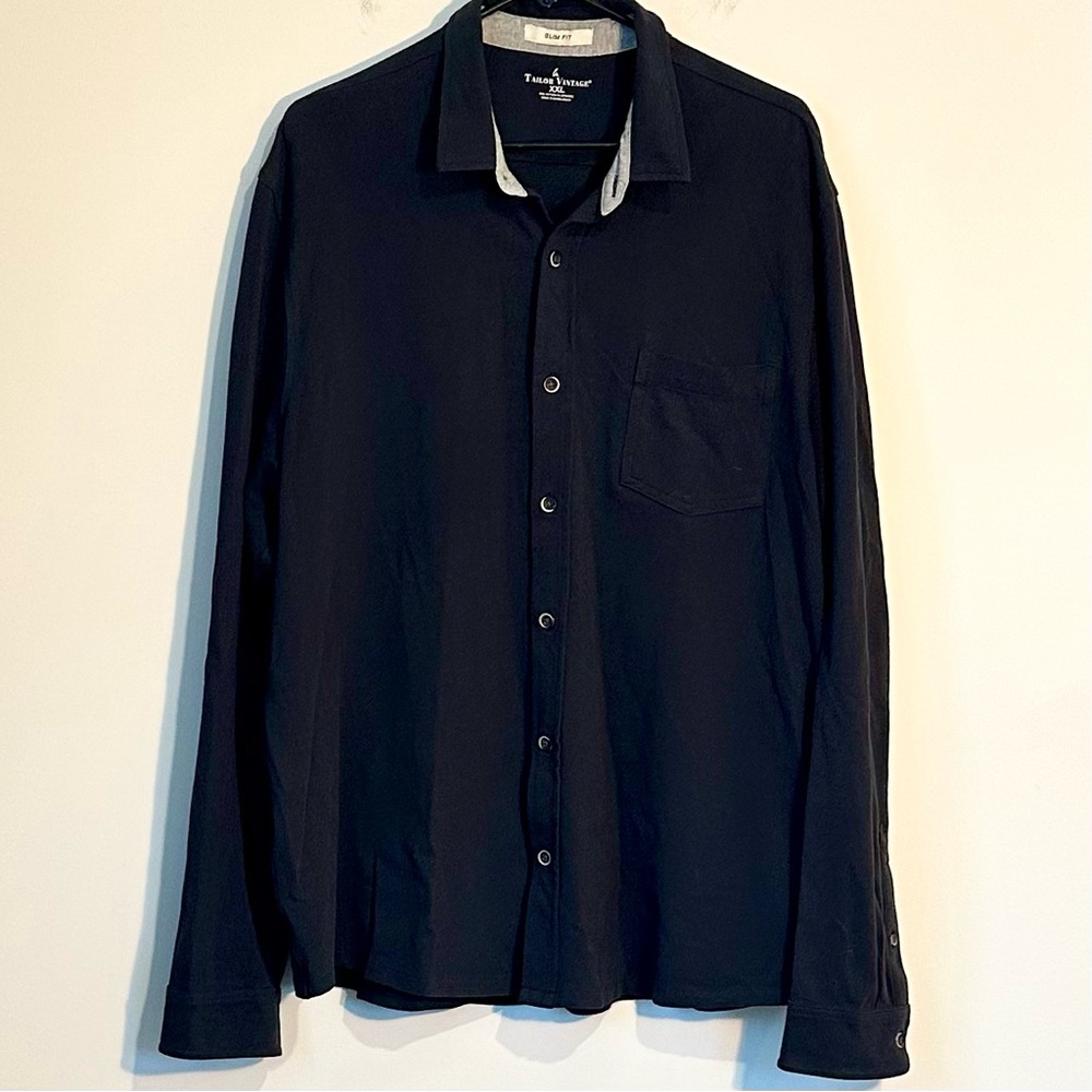 Tailor Vintage Men's Dark Blue Slim Fit Button Down Shirt - Size: XXL
